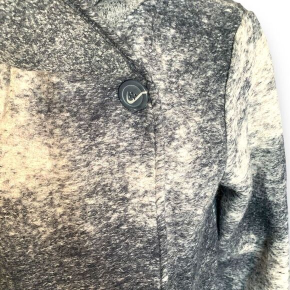 Nanette Lepore Gray White Ombre Wool Mohair Blend Coat Exaggerated Collar Medium - Picture 6 of 12